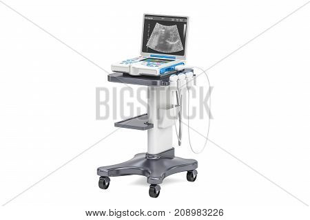 Medical Ultrasound Diagnostic Machine 3D rendering isolated on white background
