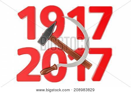 Anniversary of Russian Revolution 1917 concept 3D rendering isolated on white background