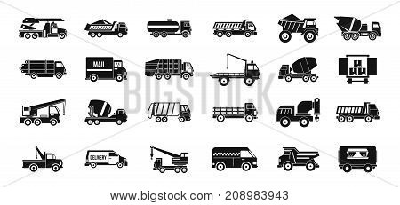 Truck icon set. Simple set of truck vector icons for web design isolated on white background