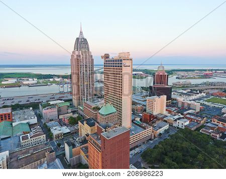 Aerial photo of the city of Mobile
