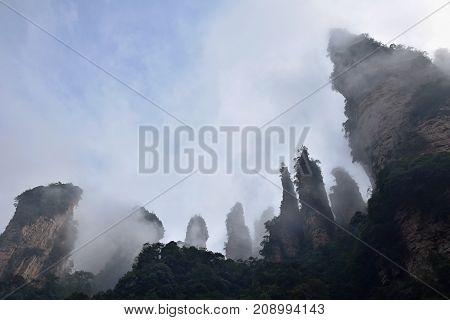 Picturesque landscape of Zhangjiajie mountain in Hunan province in China where the movie Avatar was shooted.