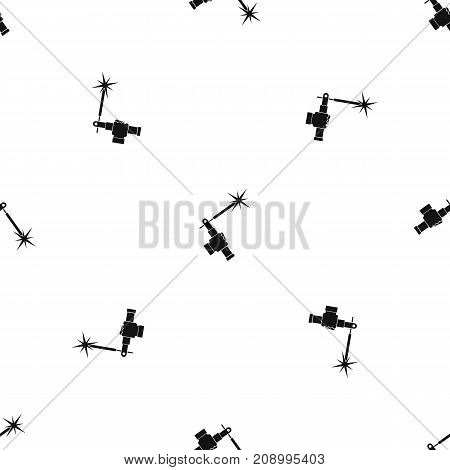 Mig welding torch in hand pattern repeat seamless in black color for any design. Vector geometric illustration