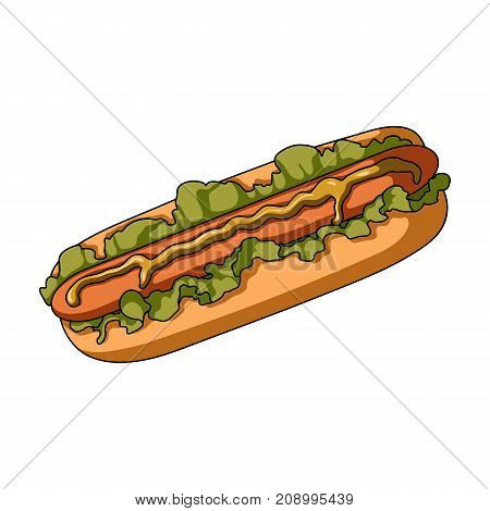 Hot dog, single icon in cartoon style.Hot dog vector symbol stock illustration .