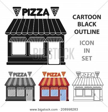 Pizzeria icon in cartoon style isolated on white background. Pizza and pizzeria symbol vector illustration.