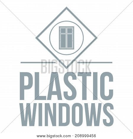 Plastic window logo. Gray monochrome illustration of plastic window vector logo for web