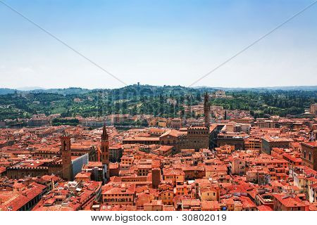 Ilmakuva Firenzen kattojen. Italia