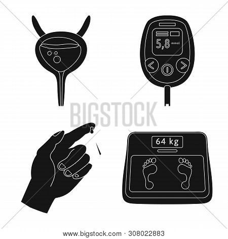 Isolated Object Of Healthcare And Medicine Logo. Set Of Healthcare And Diabetes Vector Icon For Stoc