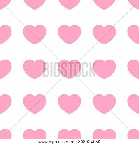Cute Pink Hearts Romantic Seamless Patttern. Texture For Wallpapers, Fabric, Wrap, Web Page Backgrou