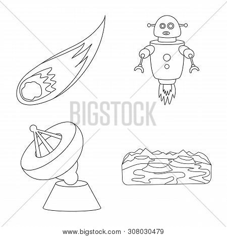Vector Illustration Of Space And Galaxy Icon. Set Of Space And Travels Stock Vector Illustration.