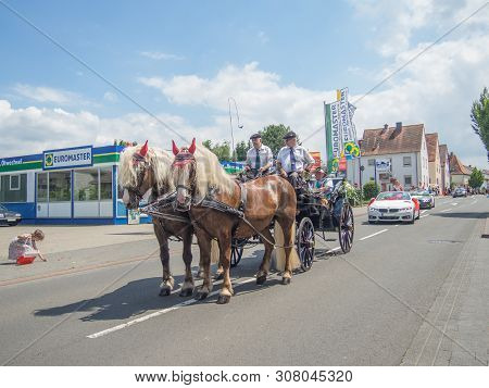Kirchheimbolanden, Rheinland-pfalz, Germany-06 23 2019: Holiday Parade On Streets Of German Town Dur