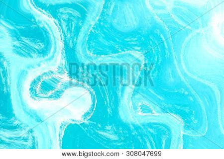 Abstract Background And Line Of Pale Blue Color And White In Zigzag, Swirling And Wavy Pattern.