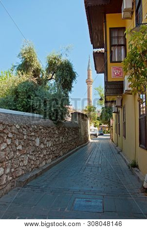 Antalya, Turkey - September 22, 2018: Street Of Old Town Kaleici In Antalya, Turkey