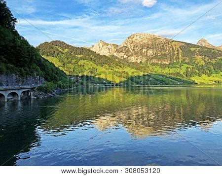 Bockmattlistock And Schiberg Mountains Above The Valley Wagital Or Waegital And Alpine Lake Wagitale