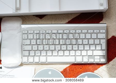 London, United Kingdom - Mar 31, 2014: Parts And Components Of New Imac 21, 5 Personal Computer Made