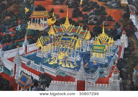 Thai ramayana vægmaleri.