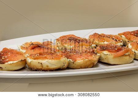 Smoked Salmon Lox And Cream Cheese On A Bagel