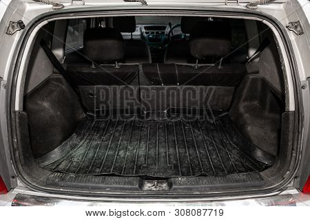 Novosibirsk, Russia - June 18, 2019:  Toyota Opa,close-up Of The Open Trunk, Front View. Photography