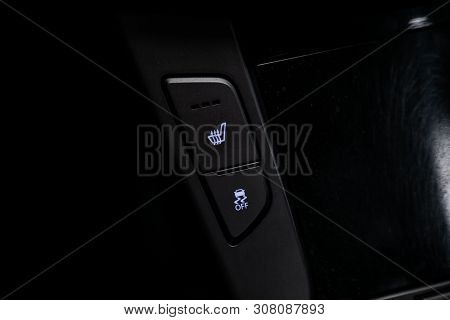 Novosibirsk, Russia - June 18, 2019: Hyundai I40,close-up Of Seat Heating  And Off Road Buttons. Mod