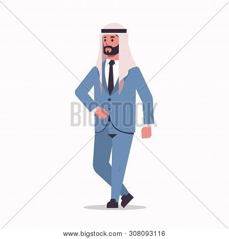 Arabic Businessman In Hijab Standing Pose Arab Bearded Business Man Wearing Elegant Suit Arabian Mal