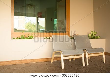 Warm Light Neutral Interior Mockup With Two Wicker Chairs