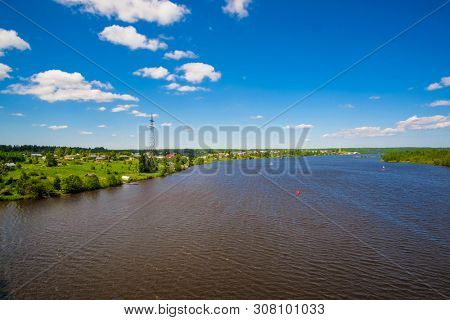 landscape with the image of the river Sheksna, Russia