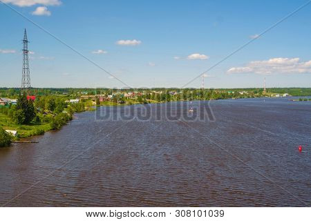 landscape with the image of the river Sheksna, Russia