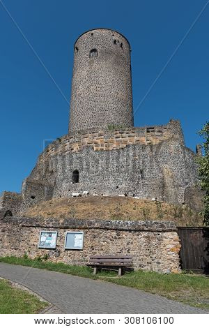 Tower And Wall Of The Ruin Muenzenberg Hesse Germany
