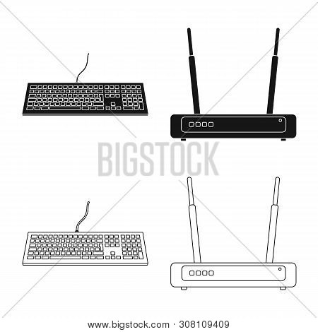 Vector Illustration Of Laptop And Device Icon. Collection Of Laptop And Server Vector Icon For Stock
