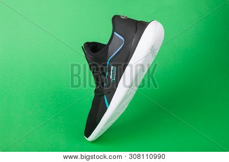Varna , Bulgaria - May 8, 2019: Puma Amg Mercedes Evo Cat Racer Sport Shoe On Green Background. Puma