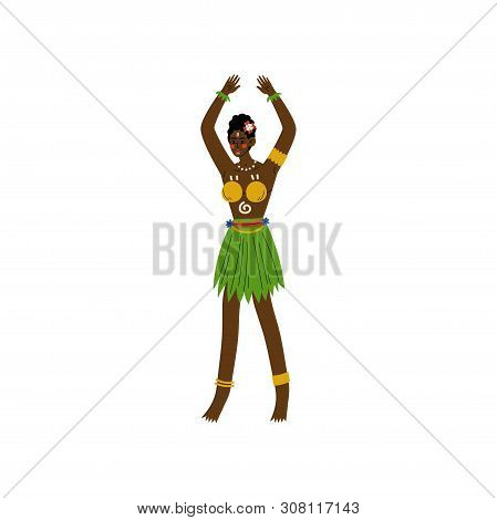 Beautiful African Woman, Aboriginal Girl Dressed In Bright Traditional Tribal Ethnic Clothing Vector