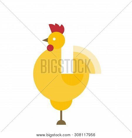 Rooster - A Symbol Of The New 2029 According To The Chinese Calendar. Vector Illustration Of Cute Ro