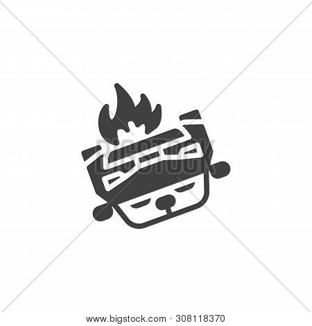 Overturned Car Vector Icon. Auto Insurance Filled Flat Sign For Mobile Concept And Web Design. Burni