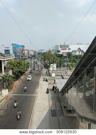 Jakarta, Indonesia - June 17. 2019: Window View From The Hall Of Velodrome Lrt Station.