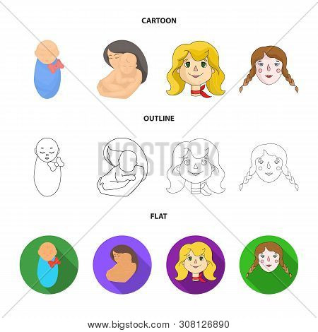 Vector Illustration Of Girl And Boy Icon. Set Of Girl And School Vector Icon For Stock.