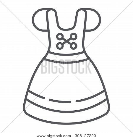 Dirndl Thin Line Icon, Clothes And Austria, Oktoberfest Dress Sign, Vector Graphics, A Linear Patter