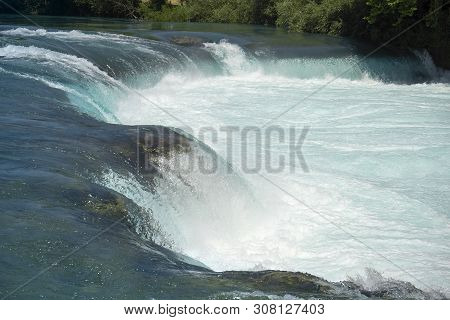 Strong Current And Waterfall. Beautiful Natural Phenomenon