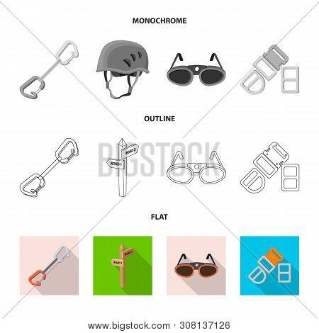 Vector Design Of Mountaineering And Peak Icon. Set Of Mountaineering And Camp Vector Icon For Stock.