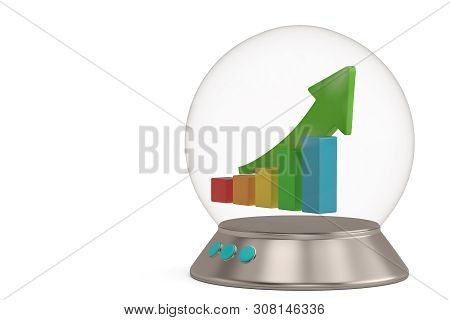 A Glass Bell With Base And Chart Isolated On White Background 3D Illustration.