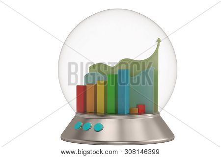 A Glass Bell With Base And Chart Isolated On White Background 3D Illustration.