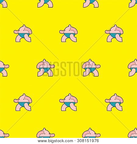 Fat Man Pattern Seamless. Fat Background. Vector Texture