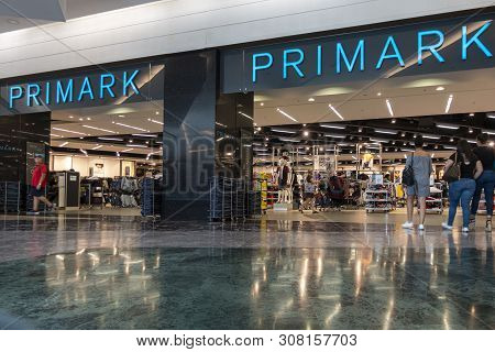 Alicante, Spain, 18 June, 2019: Entrance To The Primark Store In Shopping Centre The Gran Via Alican