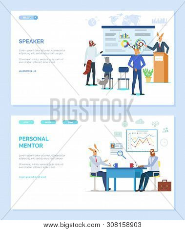 Personal Mentor Vector, Mentoring And Giving Advice To Students, Speaker Deer. Hipster Animals Devel