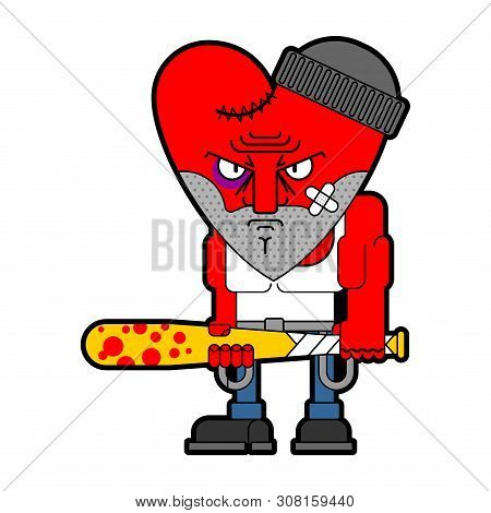 Hooligan Love. Bully Heart. Ruffian Amur. Vector Illustration