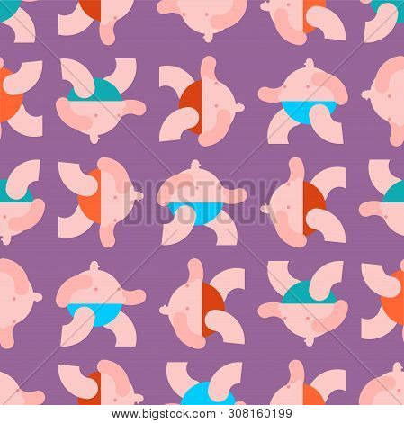 Fat Man Pattern Seamless. Fat Background. Vector Texture