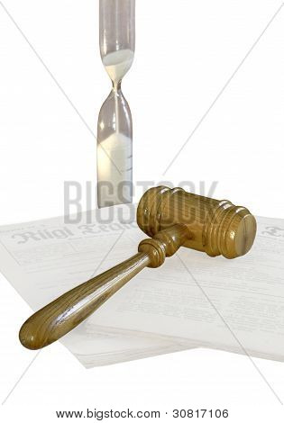 Hammeren med Sandglass isoleret på hvid
