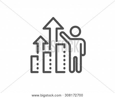 Employee Results Line Icon. Work Result Sign. Statistics Chart Symbol. Quality Design Element. Linea