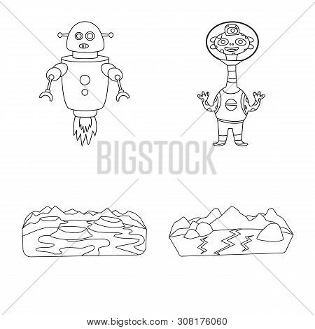 Vector Design Of Space And Galaxy Icon. Set Of Space And Travels Vector Icon For Stock.