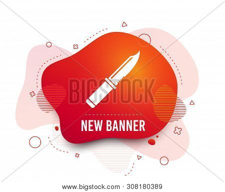 Fluid Badge. Knife Sign Icon. Edged Weapons Symbol. Stab Or Cut. Hunting Equipment. Abstract Shape. 