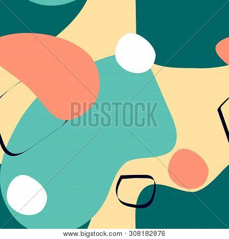 Abstract Seamless Pattern With Graphyc Elements, Modern Abstract Shapes.   Avant-garde Collage Style