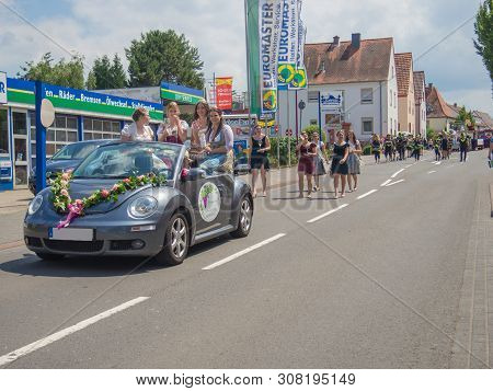 Kirchheimbolanden, Rheinland-pfalz, Germany-06 23 2019: Holiday Parade On Streets Of German Town Dur